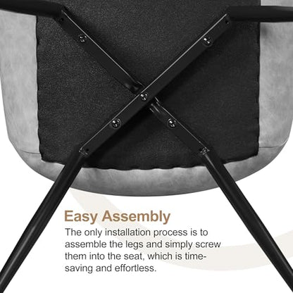 Yaheetech Dining Chairs Set of 6 Mid Century Modern Kitchen Chairs Gray | Faux Leather Upholstered Dining Room Chairs with Metal Legs and Curved Backrest, Armless Side Chairs for Kitchen Living Room - color: Grey, size: Set of 6