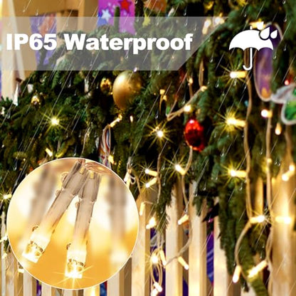 300 LED Curtain Lights Plug-in Fairy Curtain Lights with 8 Modes, Connectable Indoor/Outdoor for Christmas Decorations, Weddings, Walls, Windows, Parties，Warm White