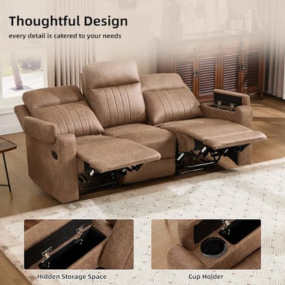 Manual Faux Leather Loveseat and Recliner Sofa Set, Wall-Hugger Reclining Living Room Furniture Set, 2-Seater Recliner Chair, 3-Seat Reclining Sofa Couches for Living Room, Villa, L-Brown, 2+3 - color: Light Brown, size: 58"W+79"W（2+3）