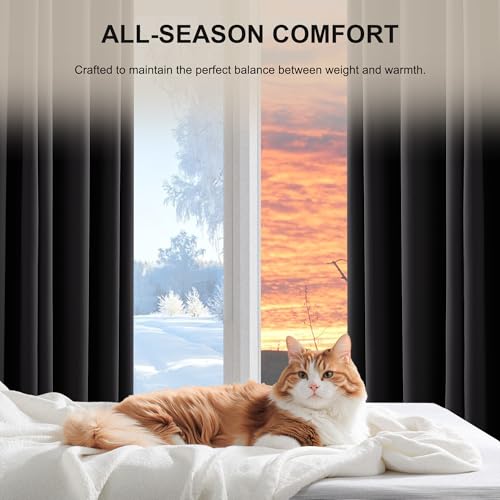 NICETOWN Black Out Curtains 54 inch Long, Rod Pocket 100% Blackout Curtains Thermal Drapes Solid Window Treatments for Bedroom, W52 x L54, 2 Panels - color: Black, size: 52"W x 54"L (Pack of 2)