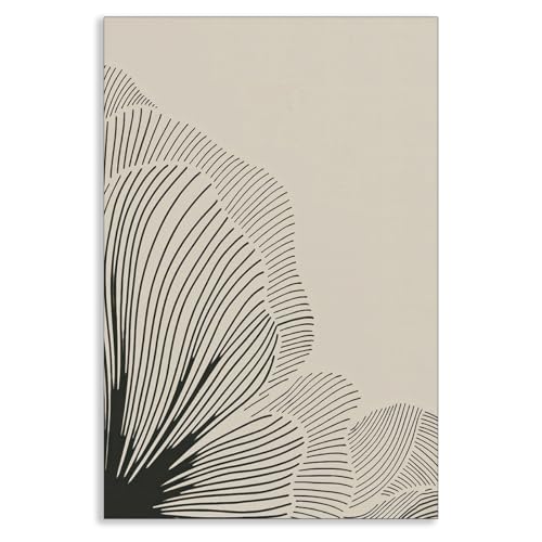 Abstract Black and Beige Flowers Canvas Wall Art, Neutral Floral Lines Poster, Modern Minimalist Floral Wall Decor, Boho Botanical Sketch Art Print for Living Room Bedroom 12x16in Unframed - color: Floral 02, size: 16"L x 12"W, style: Unframed