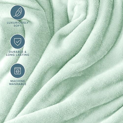 Bare Home Fleece Blanket Luxury Microplush (Full/Queen, Spring Mint) | Ultra-Soft Lightweight Blanket for Bed, Sofa, and Couch, Cozy & Warm Blanket - color: 14 - Spring Mint, size: Full/Queen