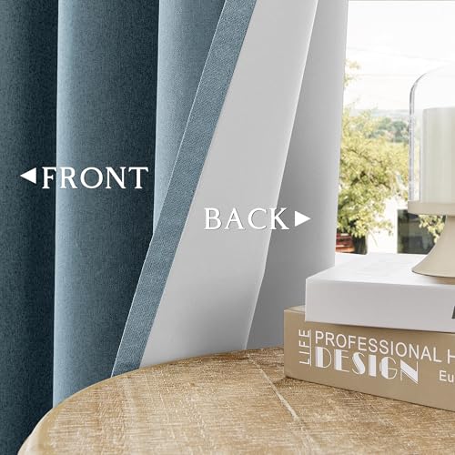ChrisDowa Blue Blackout Curtains 45 Inches Long 2 Panels for Bedroom | Room Darkening,Light Blocking,Thermal Insulated,Faux Linen,Farmhouse,Grommet,Window Treatment,Drapes,Living Room,52x45 - color: Blue, size: 52"W x 45"L (Pack of 2)