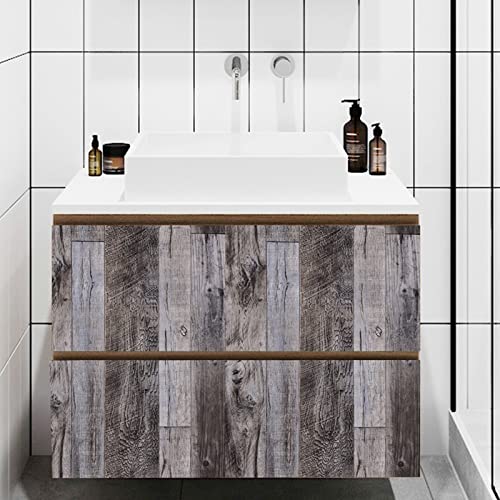 Yun-aeon Gray Wood Peel and Stick Wallpaper 17.3" X 120"Self Adhesive Wallpaper Backsplash Line Removable Wall Paper Bathroom Old Furniture Renovation Furniture - color: Natural Wood-Gray, size: 17.3" x 120"