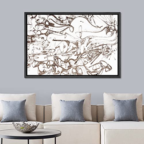 SIGNWIN Framed Canvas Print Wall Art Brown Paint Stroke Graffiti Landscape Abstract Geometric Illustrations Modern Art Minimalism Relax/Calm Zen for Living Room, Bedroom, Office - 16"x24" Black - color: A11-2211-n09, size: 24"L x 16"W