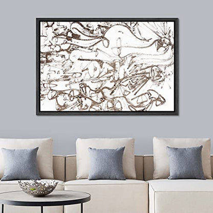 SIGNWIN Framed Canvas Print Wall Art Brown Paint Stroke Graffiti Landscape Abstract Geometric Illustrations Modern Art Minimalism Relax/Calm Zen for Living Room, Bedroom, Office - 16"x24" Black - color: A11-2211-n09, size: 24"L x 16"W