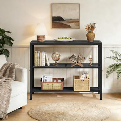 Hoctieon Set of 2 Industrial Console Table, 3 Tier Entryway Table, Metal Frame, Sofa Table with Shelf, Hallway Table, Entrance Table for Entryway, Living Room, Foyer, Hallway, Black - color: Black, size: 2 Pack