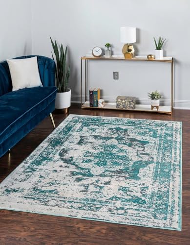 Rugs.com - Monte Carlo Rug – 2' x 3' 1 Turquoise Easy-Clean Rug – Ideal for Entryways, Kitchens, and Small Spaces - color: Turquoise, size: 2'2" x 3' (Rectangular)