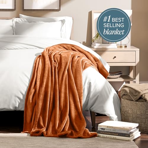 Bare Home Fleece Blanket Luxury Microplush (Full/Queen, Sienna) | Ultra-Soft Lightweight Blanket for Bed, Sofa, and Couch, Cozy & Warm Blanket - color: 22 - Sienna, size: Full/Queen