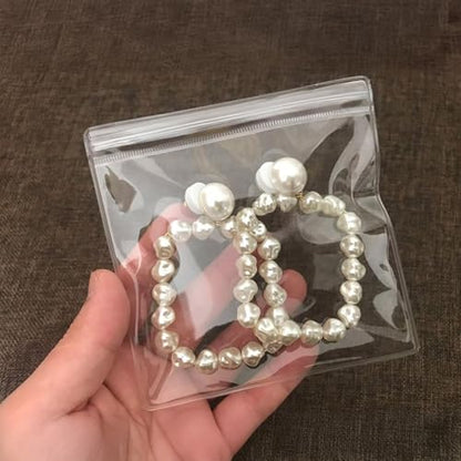 50Pcs Anti Tarnish Jewelry Bags Clear Pvc Jewelry Storage Pouches with Zipper Plastic Packing for Earrings (Pvc Bracelet Bags Large 5.12x5.12 in) - color: 50Pcs Pvc Bracelet Bags Large 5.12x5.12 in