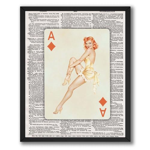 ALPINE INK CO. Vintage Pin Up Poster - Retro Playing Card Style Wall Art - Classic Illustrated Woman Artwork with Elegant Pose for Bedroom - 8x10 Unframed Print - color: Style-08, size: 8"L x 10"W