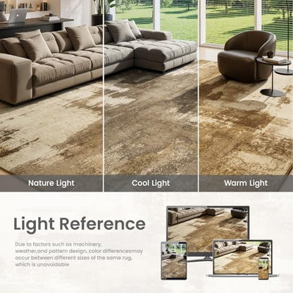 2x6 Hallway Runner Rug Washable Non-Slip Brown Low Pile Carpet | Stain Resistant, Soft Faux Wool, Abstract Pattern for Kitchen Walkway, Laundry Room, Entryway, Hallways - color: Brown, size: 2' x 6'(24''x72'')