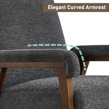 Bonzy Home Mid-Century Modern Accent Chair Set of 2,Upholstered Armchair with Lumbar Cushion Padded Arms,Comfy Fabric Reading Chair with Stable Wooden Frame for Living Room & Bedroom,Grey - color: Dark Grey, size: 2PCS