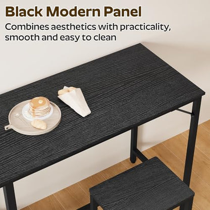 70.9" Bar Table and Chairs Set, Dining Table and Chair Sets, 3 Piece Counter Height Table and 2 Stools, Kitchen Table for Home Restaurant, Bar, Black BT09BB - color: Black