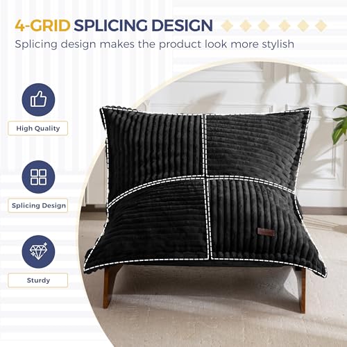 MAXYOYO Adjustable Living Room Chair, 3-Position Bean Bag Chair with Frame | Upholstered Accent Chair with Frame, Removable Cushion, Soft Reclining Lounge for Bedroom, Apartment, Office, Black - color: Striped Cross Black