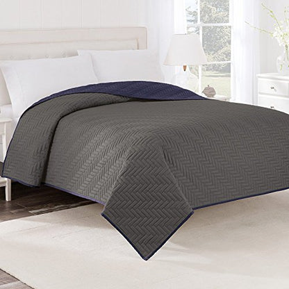 Martex Solid Reversible Coverlet, Full/Queen, Ceil Blue/Khaki - color: Ceil Blue/Khaki, size: Full/Queen