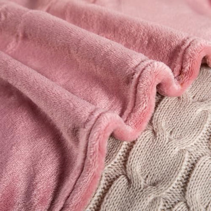 TASTHROW Pink Throw Blanket 50x60 Inches | Soft Plush Cozy Fleece Flannel Throw Blanket, Lightweight Warm Throws for Bed, Couch, Bedroom and Living Room, All Seasons - color: Pink, size: 50"x60"