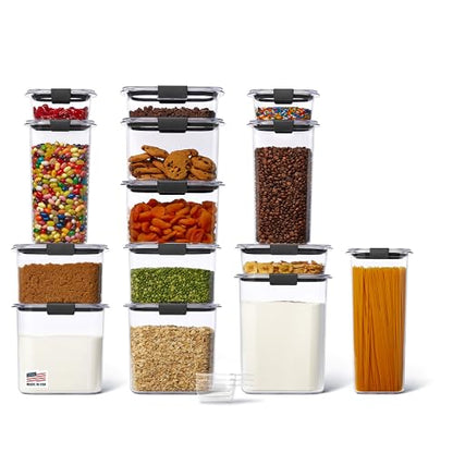 Rubbermaid Brilliance 14-Piece Food Storage Container Set with Scoops Airtight BPA-Free for Kitchen and Pantry Organization - size: Assorted Sizes (28-Piece)