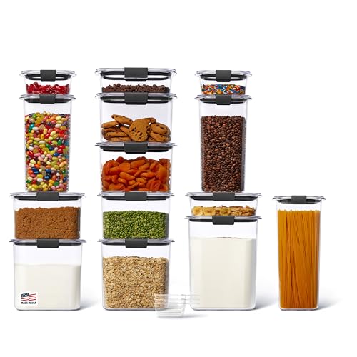 Rubbermaid Brilliance 14-Piece Food Storage Container Set with Scoops Airtight BPA-Free for Kitchen and Pantry Organization - size: Assorted Sizes (28-Piece)