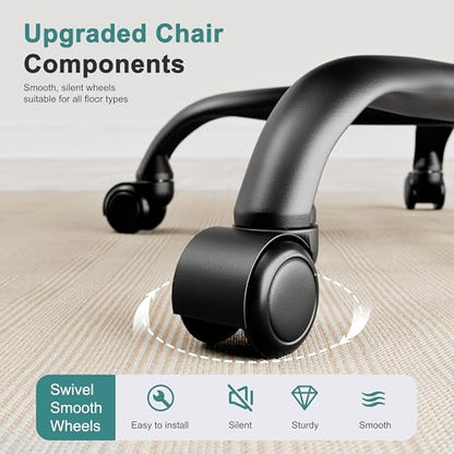 Ergonomic Office Chair, 330LBS Computer Chairs High Back with Adjustable Lumbar Support, Breathable Mesh Desk Chair Ergonomic with Thickened Cushion, Comfy Home Office Desk Chair, Gray - color: Grey