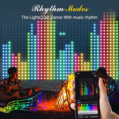 스마트 커튼 조명 400 LED, 색상 변경 미국 국기 요정 조명, 앱 및 리모컨 포함, 침실 배경 야외 7월 4일 할로윈 크리스마스용 DIY 방수 장식 - color: 멀티컬러.