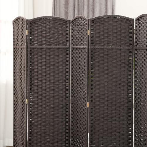 HOMCOM Room Divider 8 Panel Folding Screen Freestanding 5.6' Tall Brown | Freestanding Partition, Home Office, Bedroom - color: Brown, size: 8 Panel