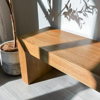 Maven Lane Zeno Bench, Natural Solid Wood | Handcrafted Solid Wood Bench, Ideal for the Living Room, Entryway, Foot of the Bed, or Extra Dining Table Seating - color: Weathered Natural
