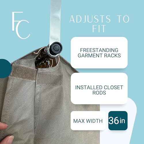 Garment Cover for Closet Rod and Portable Clothing Rack Shoulder Dust Cover - Protect Your Wardrobe in Style - Adjustable to fit 20" to 36" long - 6 Pack