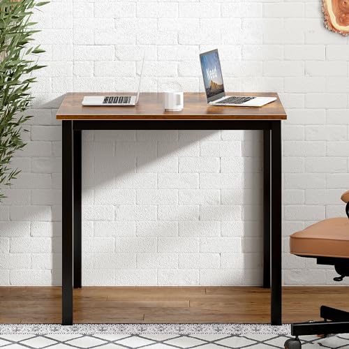 Need Small Computer Desk for Home Office 31.5 Inch Gaming Desk Retro | Black Frame Sturdy and Heavy Duty Writing Desk for Small Spaces, Sturdy Writing Table for Home Office or Study Breakroom - color: Rustic Brown & Black Frame, size: 31.5x23.6 inch