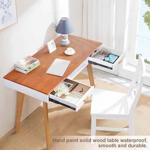 42" Home Office Desk with File Drawer, Modern Computer Table with Laptop Storage Space, Student Girls Desks Teens Writing Table