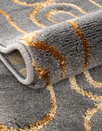 Rugs.com Vogue Geo Collection Rug – 2x3 Gray Medium-Pile Rug Perfect for Entryways, Kitchens, Breakfast Nooks, Accent Pieces - color: Gray and Gold, size: 2' x 3' Rectangular