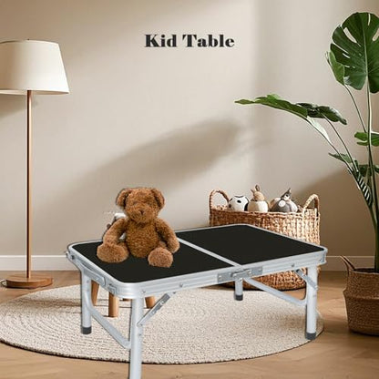 Portable Camping Table, Adjustable Height Aluminum Folding Table, Lightweight & Compact, Outdoor Picnic Table for Camping, Hiking, Beach, BBQ, Travel - color: Black