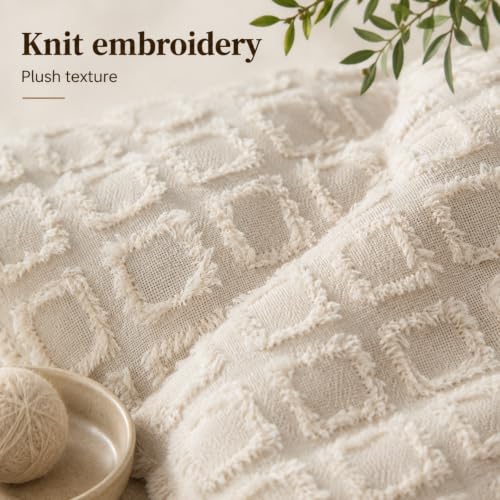 Beige Pillow Covers 18x18 Set of 2, Textured Throw Covers | Soft polyester cushion covers with hidden zipper, neutral beige texture for couch, sofa, bed and living room decor. - color: Beige