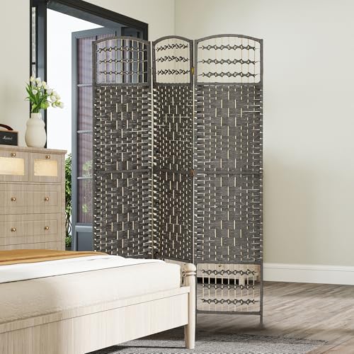 HOMCOM 3 Panel Room Divider, Folding Privacy Screen, 5.6', Dark Gray | Room Separator, Wave Fiber Freestanding Partition Wall Divider - color: Dark Gray, size: 3 Panel