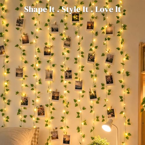 DomeStar Vines with Light for Bedroom, 300 LED Fairy Lights with Vines | Curtain String Lights with Remote for Dorm, Wedding, Party, Wall, Indoor, Outdoor Home Decor - style: 1pack-green vine-100Ft LED