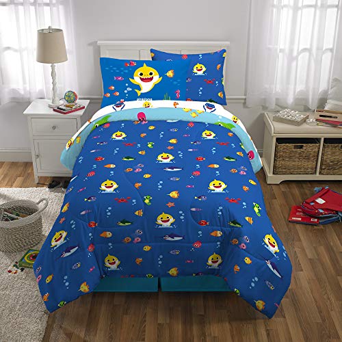 Franco Kids Bedding Super Soft Comforter and Sheet Set with Sham, 5 Piece Twin Size, Baby Shark