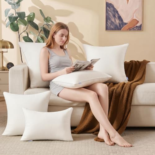 Leeden 20 x 20 Throw Pillow Inserts Set of 2 Pillow Forms for Sofa | Soft polyester fill with durable piping, perfect for sofa, bed and chair pillow covers with lasting comfort and support. - size: 20x20 Inch (Pack of 2)