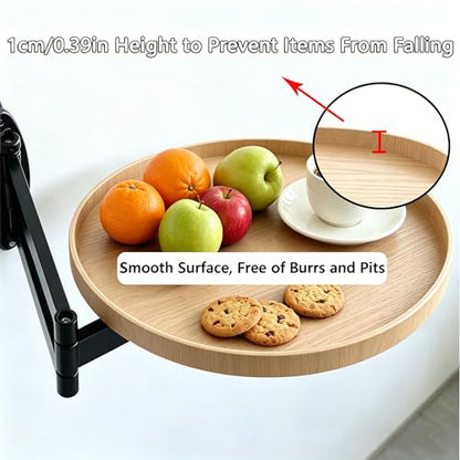 Retractable Wall Mounted Folding Table, 11.8" Adjustable Small Folding Round Desk with Retractable Aluminum Alloy Brackets for Bedroom Bathroom Balcony Living Room Saving (Oak Color) - color: Oak Color