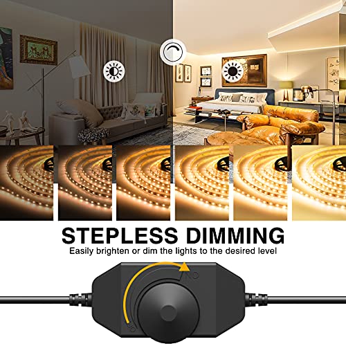 Onforu Warm White LED Strip Lights, 49.2ft 3000K Warm White Dimmable Strip Lighting, 2835 LEDs Tape Light, Flexible Ribbon Light for Kitchen Cabinet Bedroom Wardrobe,15m 12V Adhesive Rope Light
