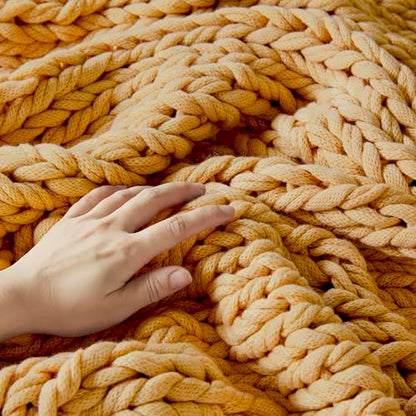 Madison Park Chunky Double Knit All Season Throw Blanket, 50 x 60, Yellow | Ultra Soft, Acrylic, Cozy Warmth for Sofa or Bed, Lightweight, Boho, OEKO-TEX Certified - color: Yellow