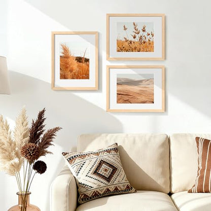 upsimples 11x14 Picture Frame Solid Wooden, Nursery Wall Frames Set of 3 | 100% Natural Solid Wood, Fit 8x10 with Mat and 11 x 14 Photos, For Kids Room, Gallery Wall Décor - size: 11X14