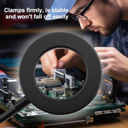 5X Magnifying Glass with Light, 3 Color Modes LED Desk Lamp, Clip on Lamp Lighted Magnifier, 360° Flexible Neck Magnifying Lamp for Workbench Craft Repair Sewing, USB Powered(Color:Black)
