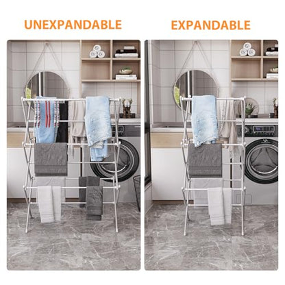 3-Tier Clothes Drying Rack Drying Rack Clothing Pure White-1pack | for Laundry - 40" x 28.8" x 14.2", Space Saving Foldable Household Indoor&Outdoor - color: Pure White
