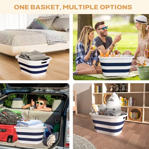 43L(11.5Gallon) Collapsible Laundry Baskets plastic (Blue, 2 Packs) | Pop Up Laundry hamper/Storage Container, Foldable Laundry Basket with Large Capacity,Sturdy,Space Saver - color: Blue