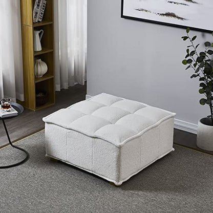 KEVINSPACE 31.5" Modular Sectional Sofa Couch, Armless Floor Chair with Gold Wood Legs and Pillow, Teddy Fabric Convertible Sofa, Variable Sectional Sofa for Living Room, Free Combination, White - color: 1pcs White-1