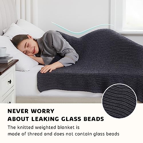 L'AGRATY Knitted Weighted Blanket - 50"x60" 7lbs Cooling Chunky Knit Heavy Blanket for Adults Braided Crochet Throw Thick Cable Yarn Knit Decorative No Beads Evenly Weighted Machine Washable | No Beads Evenly Weighted Machine Washable Chunky Braided Croch