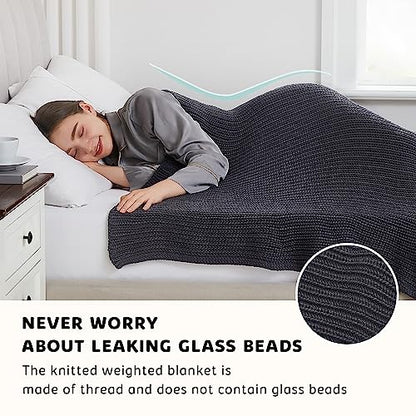 L'AGRATY Knitted Weighted Blanket - 50"x60" 7lbs Cooling Chunky Knit Heavy Blanket for Adults Braided Crochet Throw Thick Cable Yarn Knit Decorative No Beads Evenly Weighted Machine Washable | No Beads Evenly Weighted Machine Washable Chunky Braided Croch