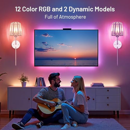 Crystal Battery Operated Wall Sconces Set of 2, Chrome Rechargeable Wireless Wall Lights with Crystal Lampshade, 12 RGB and 3CCT Dimmable Wall Lamps with Remote for Bedroom Living Room Hallway - color: Chrome