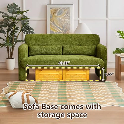59" W Loveseat Sofa, Modern Love seat Couch, Solid and Easy to Install, Upholstered 2-Seater Couch for Bedroom, Apartment, Living Room，Green - color: Green, size: 30.31"D x 59.08"W x 31.5"H