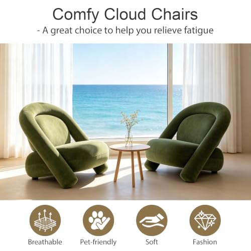 Chifee & Vingol Modern Accent Chair Lounge Chairs Comfy Upholstered Reading Chair for Living Room Bedroom,Dark Green - color: Dark Green
